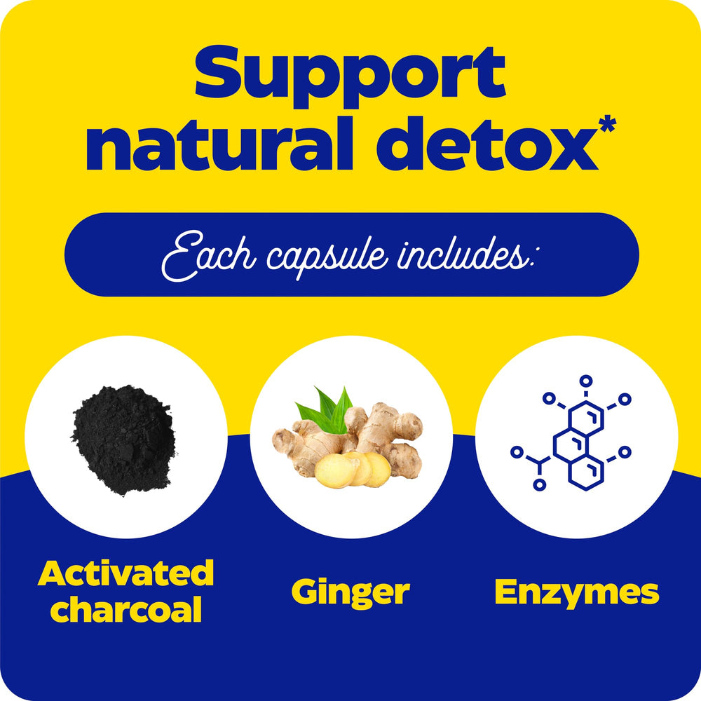 Enzymedica Activated Charcoal dosage instructions with water between meals.