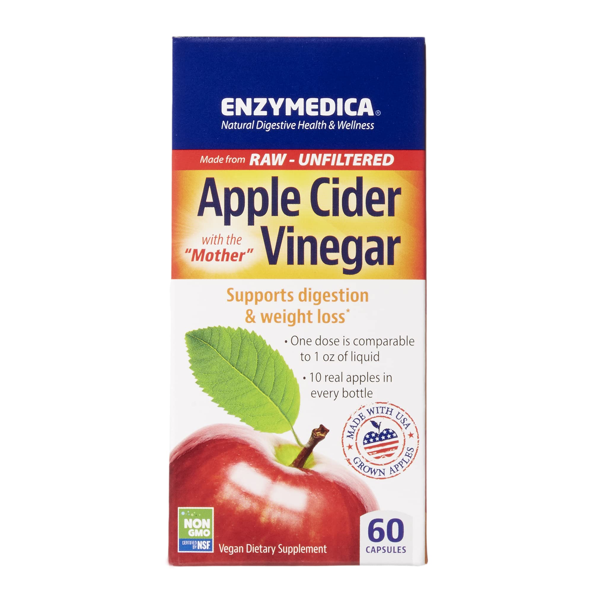 Enzymedica Apple Cider Vinegar bottle for convenient daily use and digestion support.