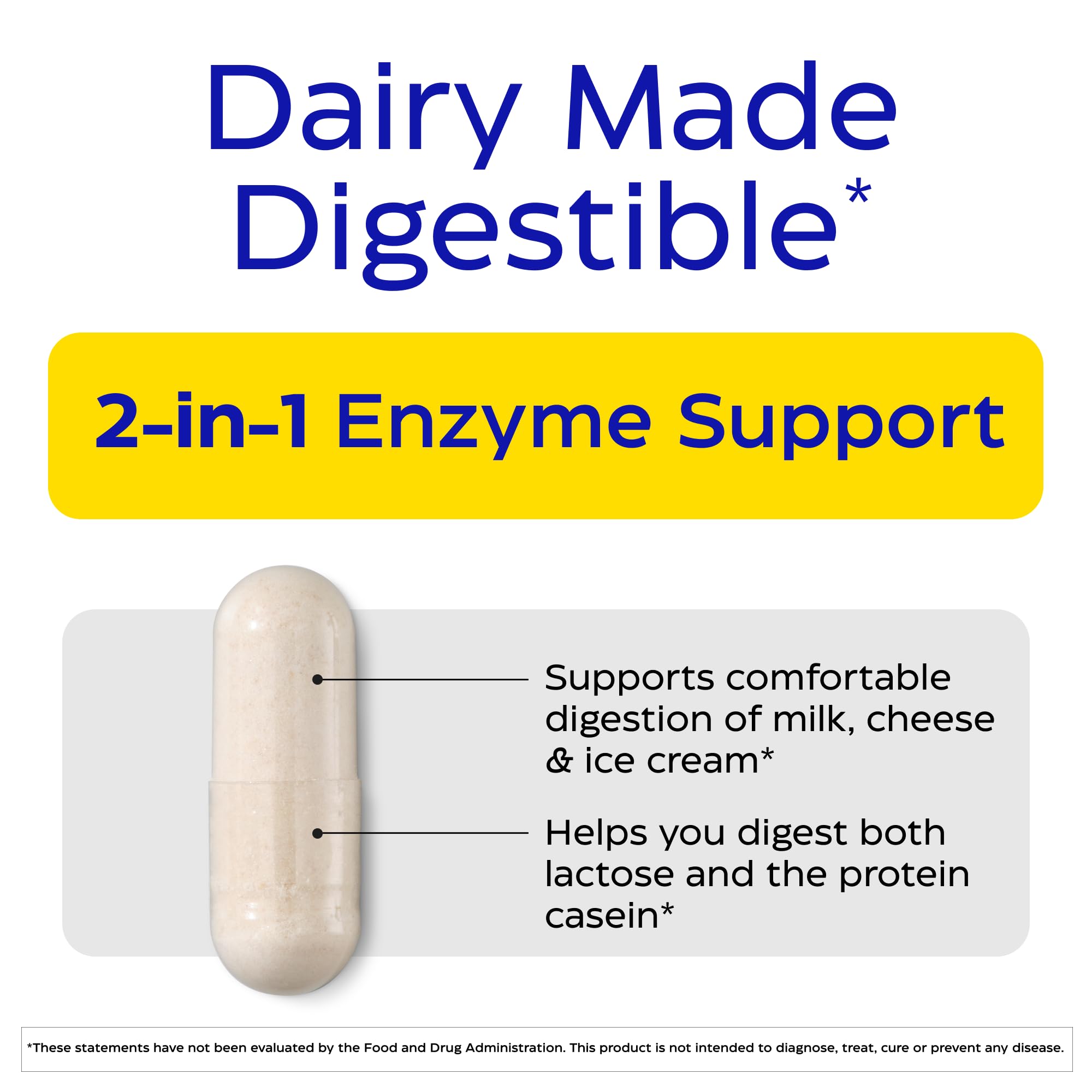 Enzymedica DairyAssist capsules closeup demonstrates fast-acting dairy support