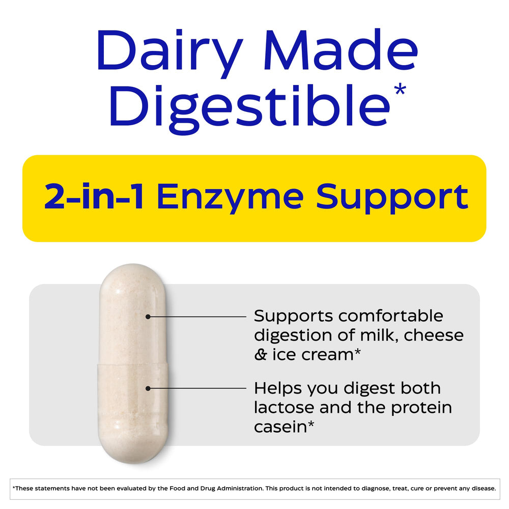 Enzymedica DairyAssist capsules closeup demonstrates fast-acting dairy support