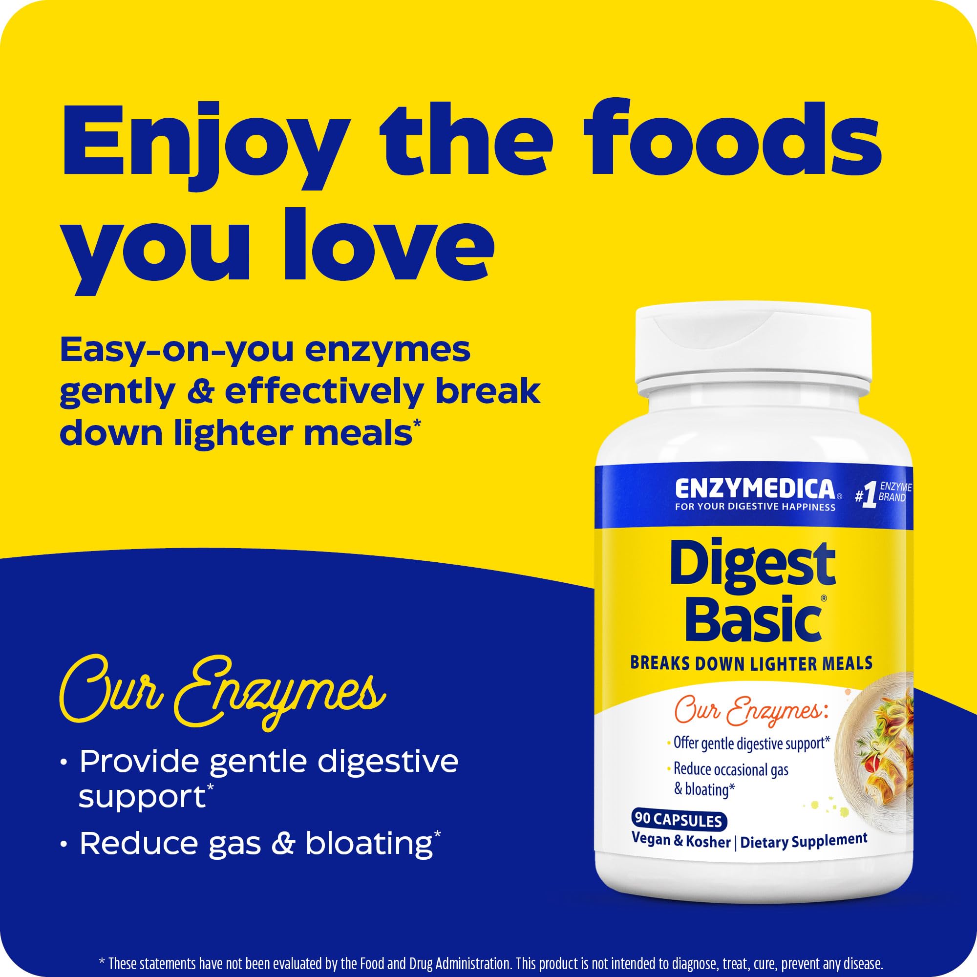 Meal-time scene suggests gentle digestion with Digest Basic on the table.