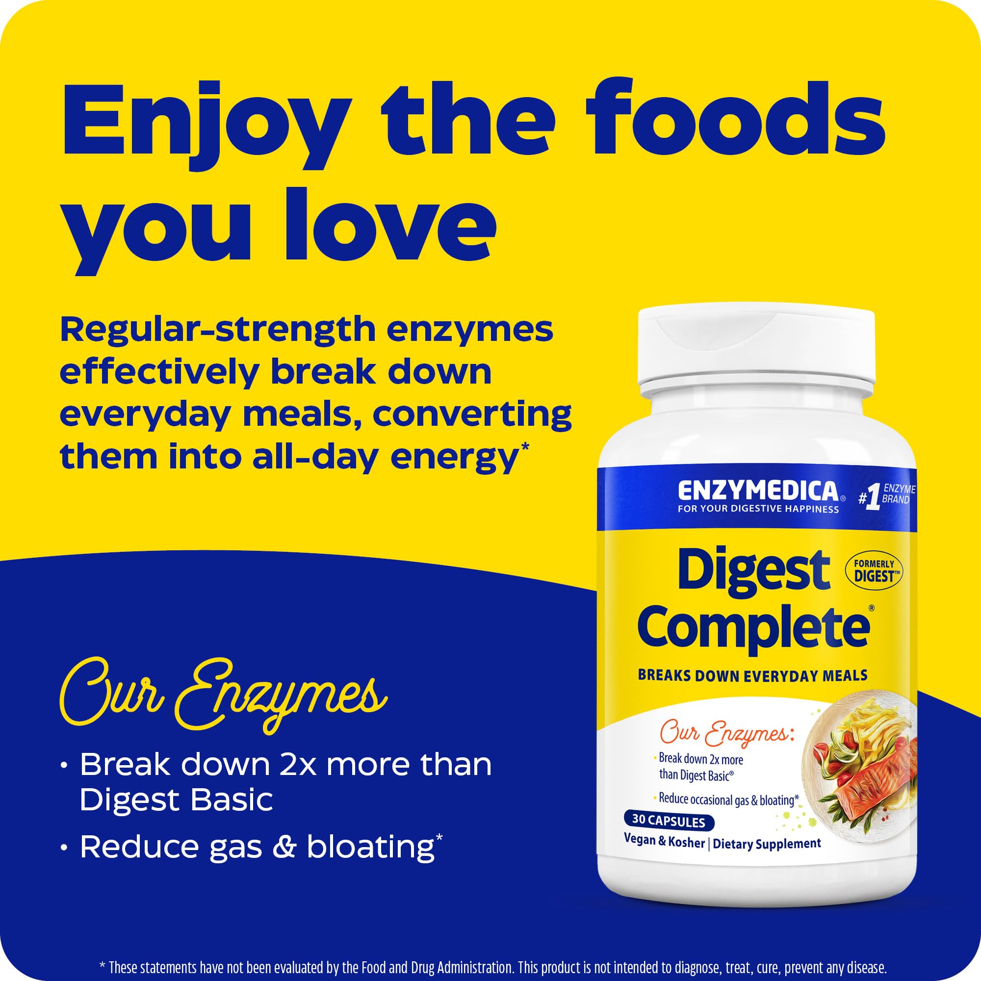 Enzymedica Digest capsules close-up reveals uniform capsules for easy daily digestion support.