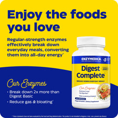 Enzymedica Digest capsules close-up reveals uniform capsules for easy daily digestion support.