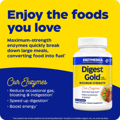 Enzymedica Digest Gold capsules ready for daily use with large meals