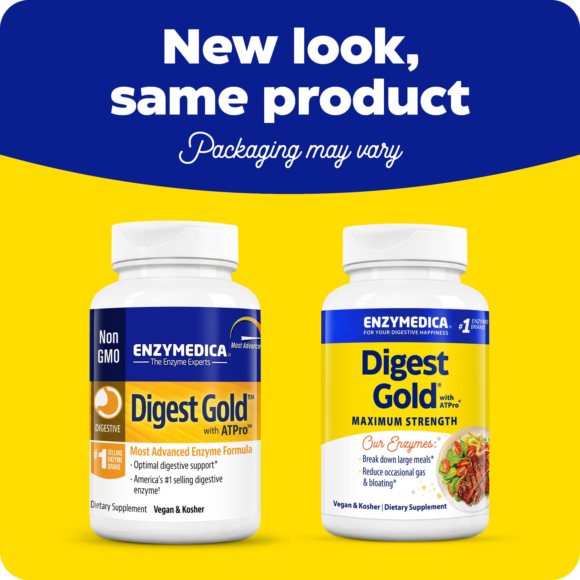 Thera-blend enzymes graphic on Digest Gold + ATPro packaging.