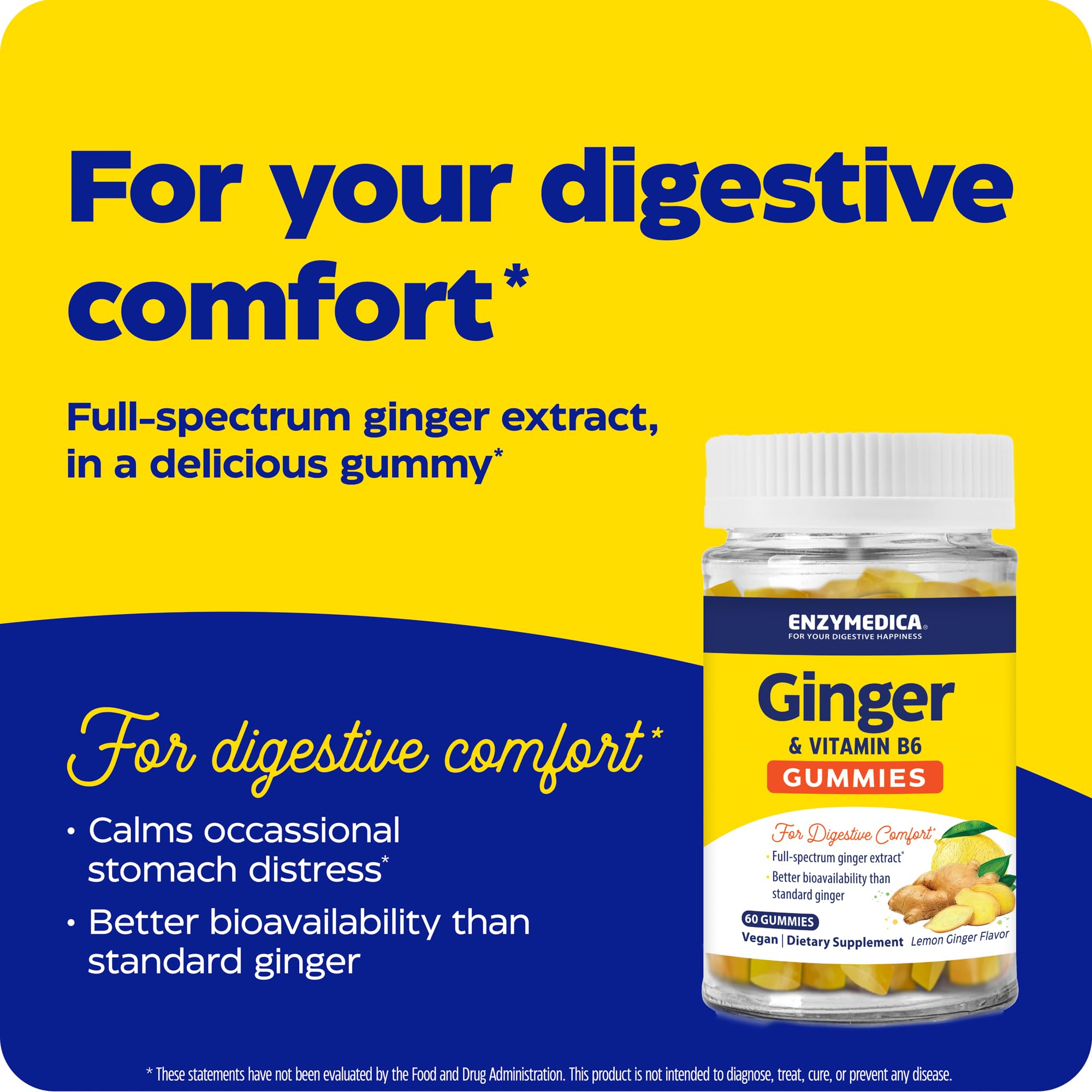 Enzymedica Ginger & Vitamin B6 Gummies soft chews with pleasant texture