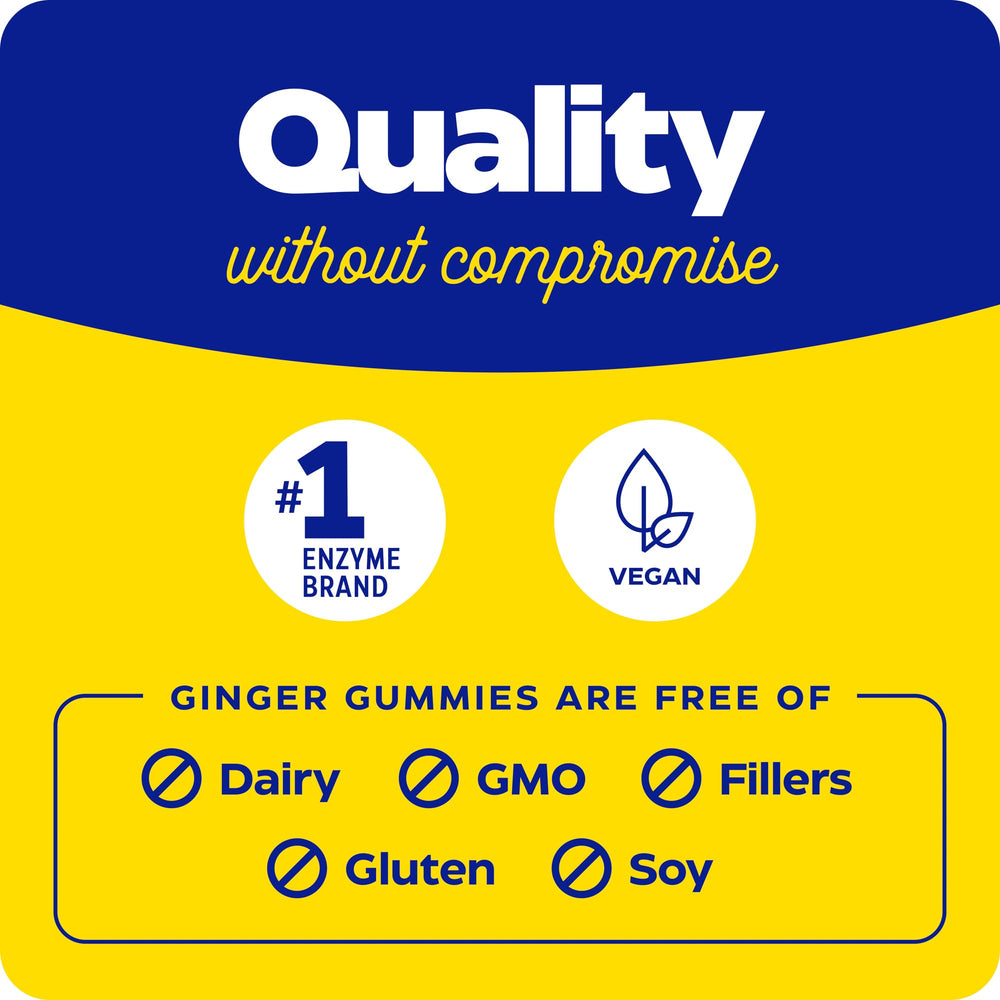 Enzymedica Ginger & Vitamin B6 Gummies vegan non-GMO confirmation on pack
