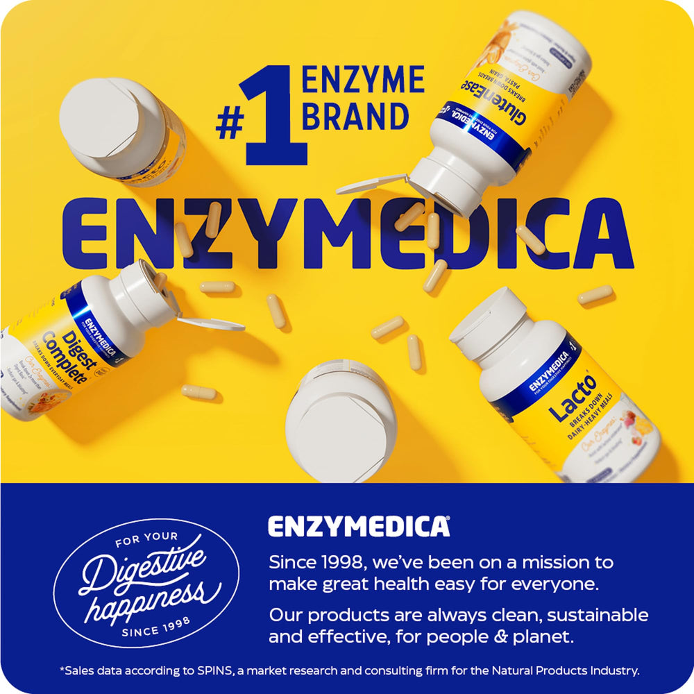 Enzymedica GlutenEase brand logo on bottle for trusted digestive support