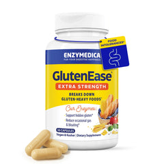 Enzymedica GlutenEase Extra Strength bottle front for gluten digestion support.