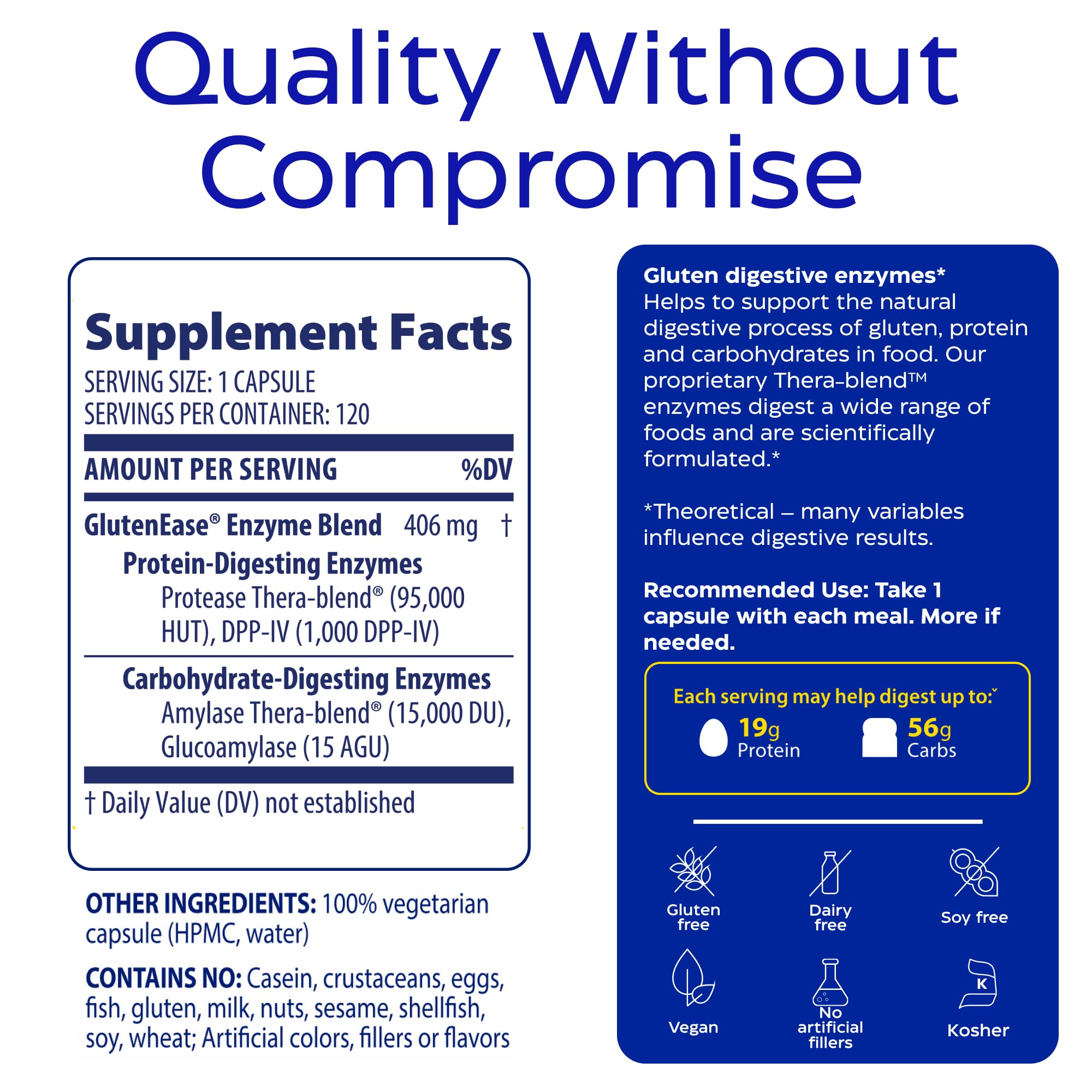 GlutenEase is free from gluten, casein, and soy for clean use.