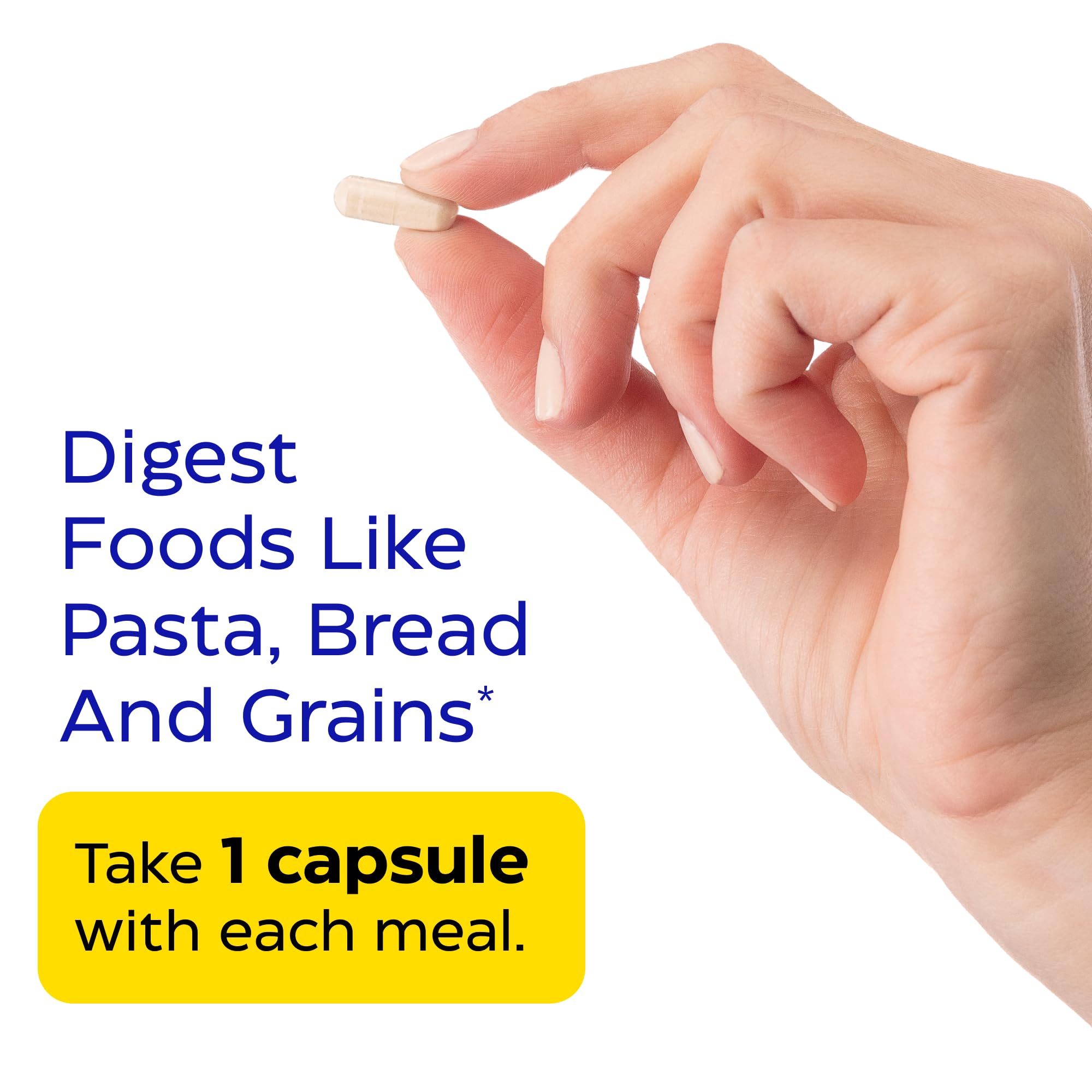 Label close-up shows gluten and casein digestion support.