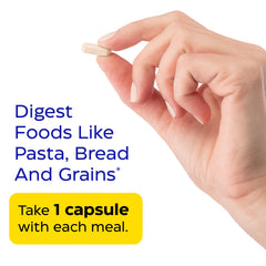 Label close-up shows gluten and casein digestion support.