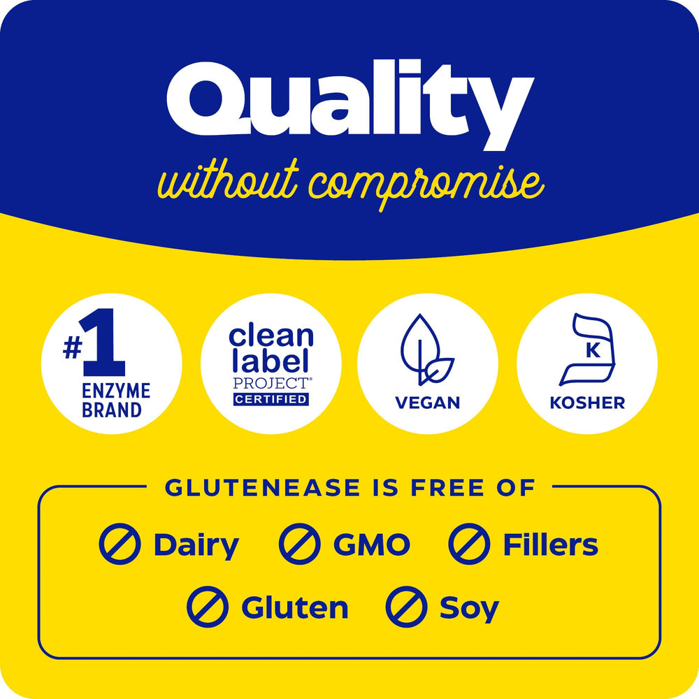 Enzymedica GlutenEase usage guide on packaging showing one-capsule dose