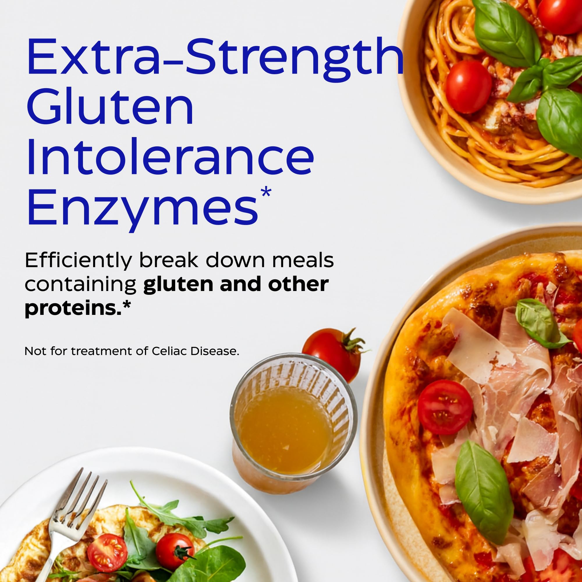 Thera-Blend graphic highlighting advanced enzyme action in GlutenEase Extra Strength.