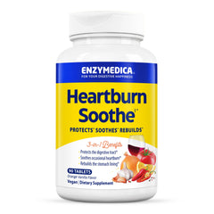 Enzymedica Heartburn Soothe orange vanilla tablet close-up for fast, tasty relief