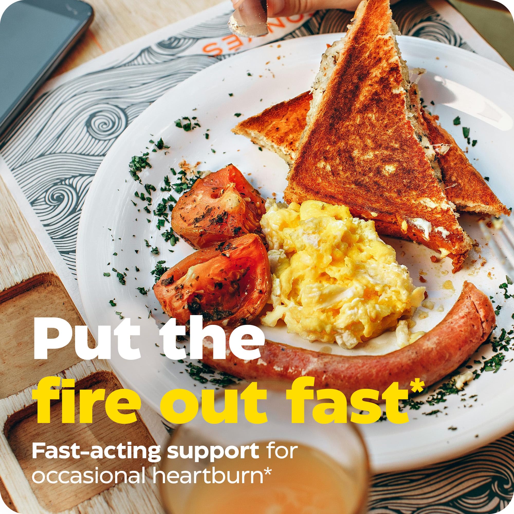 Chewed Enzymedica Heartburn Soothe tablet, quick after-meal use