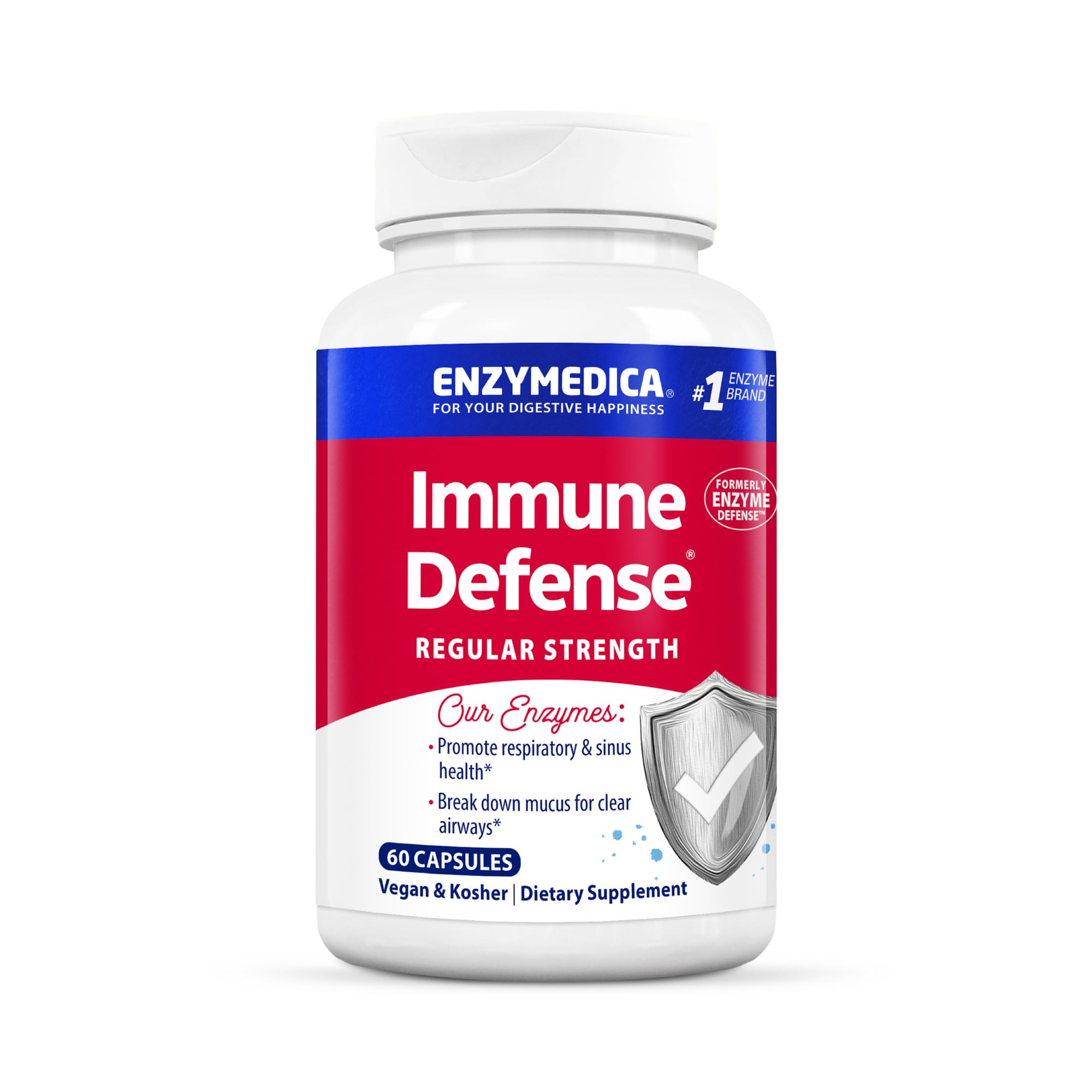 Enzymedica Immune Defense bottle cap shows easy daily immune support.