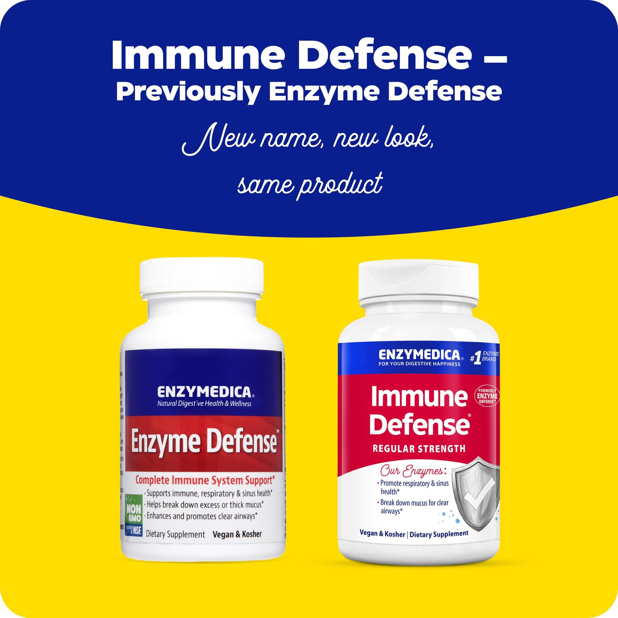 Enzymedica Immune Defense bottle pour demonstrates convenient daily dosing.