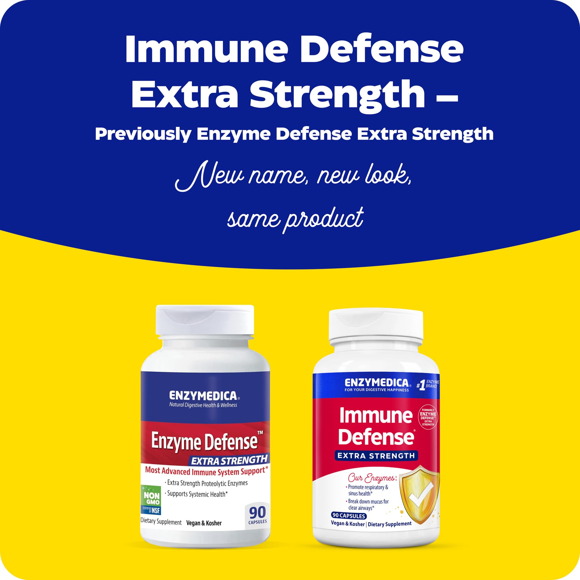 Enzymedica Immune Defense bottle side highlighting compact capsule format for daily use
