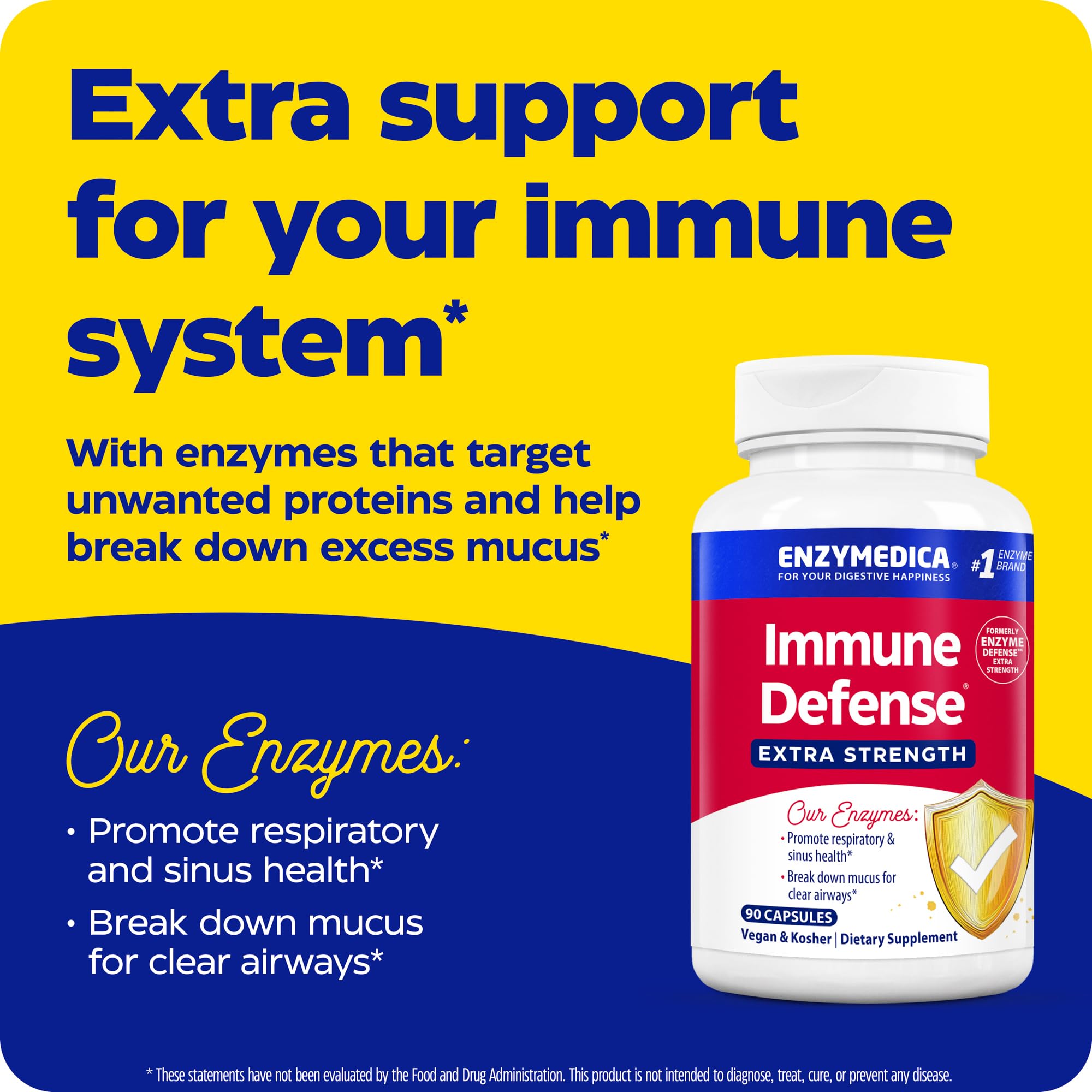 Enzymedica Immune Defense capsules close-up illustrating vegan enzyme formula