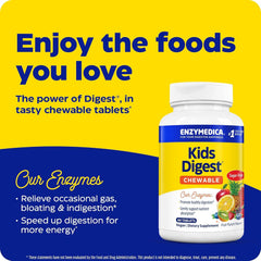Enzymedica Kids Digest close-up of fruit punch chews for on-the-go use.