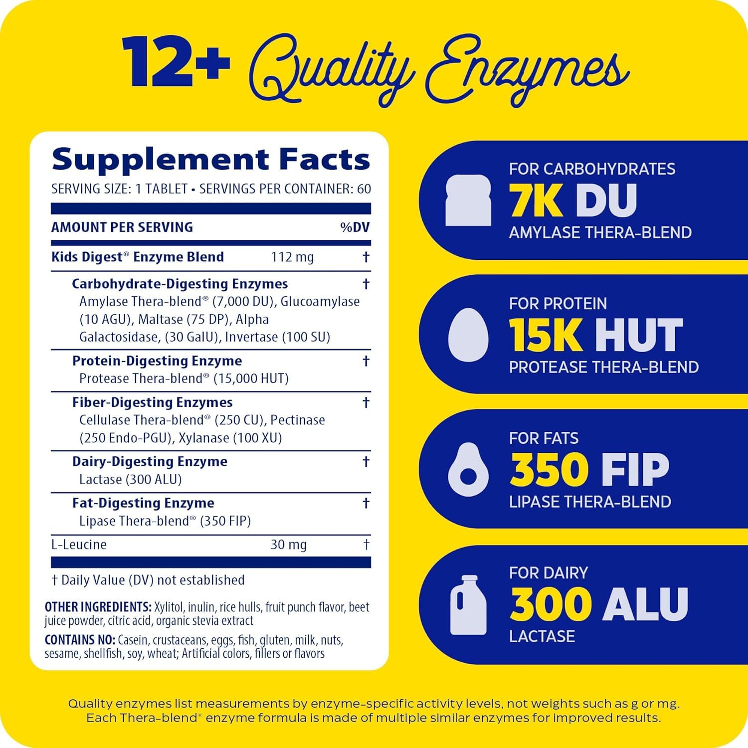Enzymedica Kids Digest ingredients label highlights fruit punch flavor.