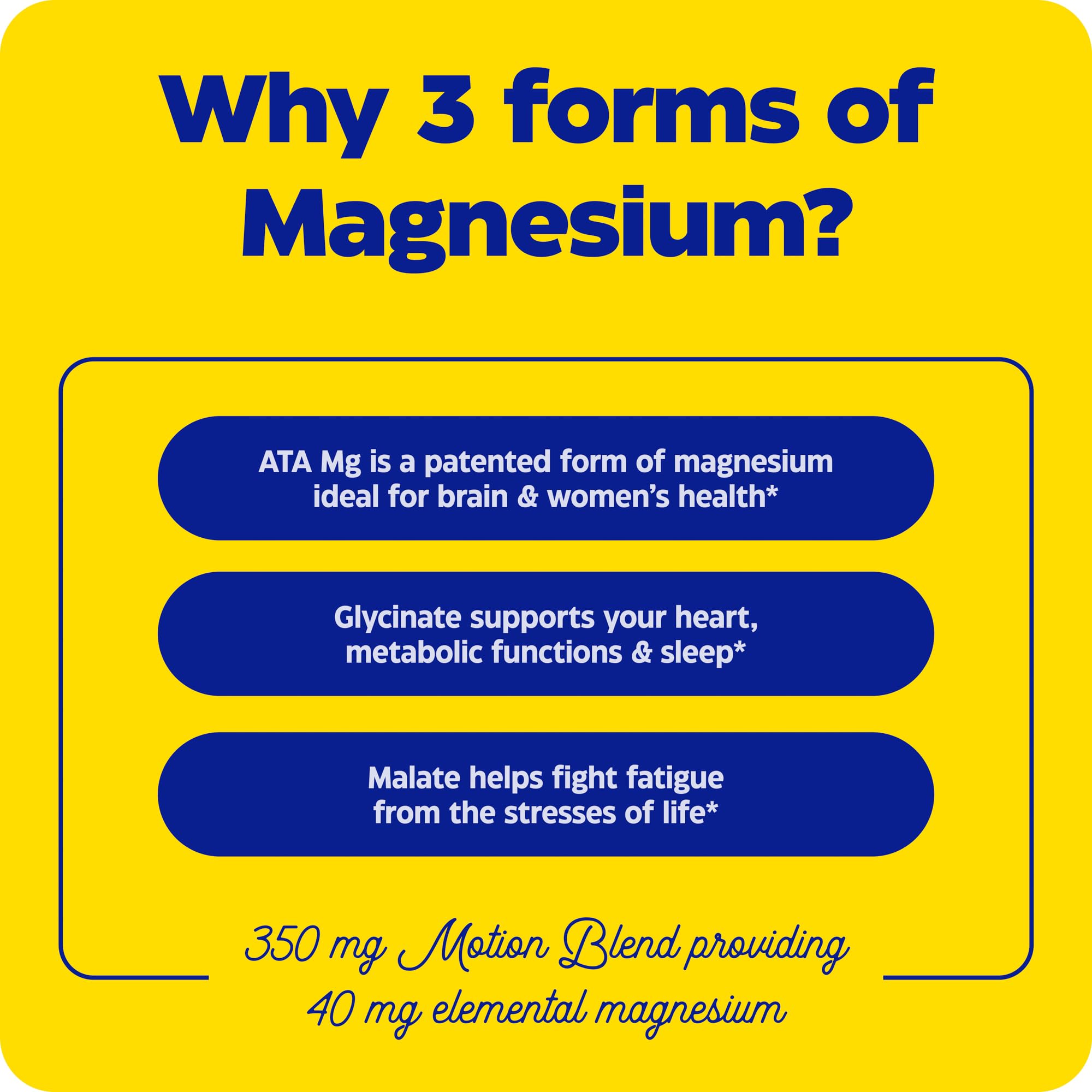 Enzymedica Magnesium Motion ATA Mg capsule detail highlights brain and women's health focus.