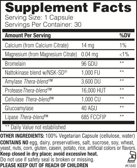 Enzymedica Natto-K capsules being poured for convenient daily dosing.