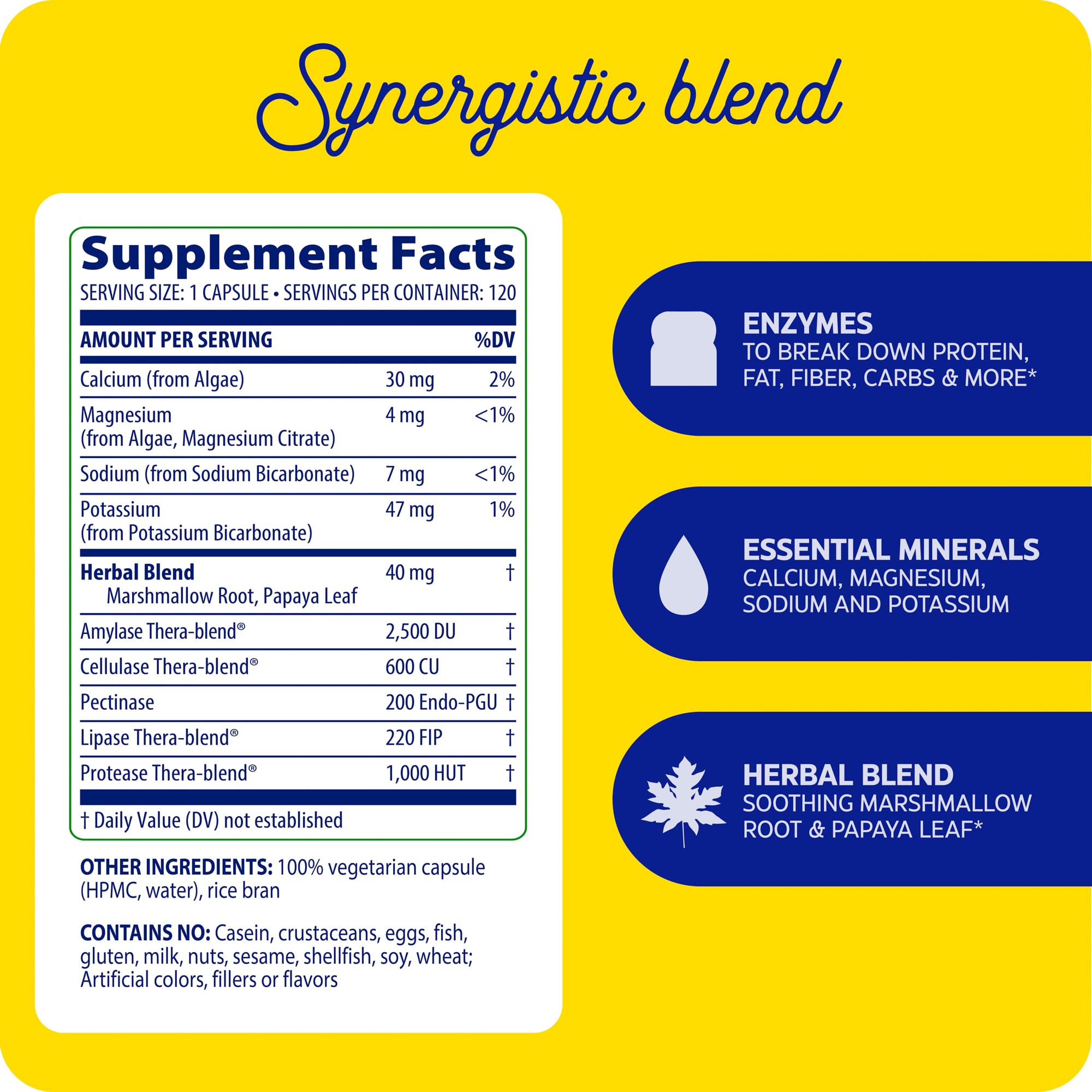 Enzymedica pH-Basic dosage instruction, showing bedtime capsule take with water.