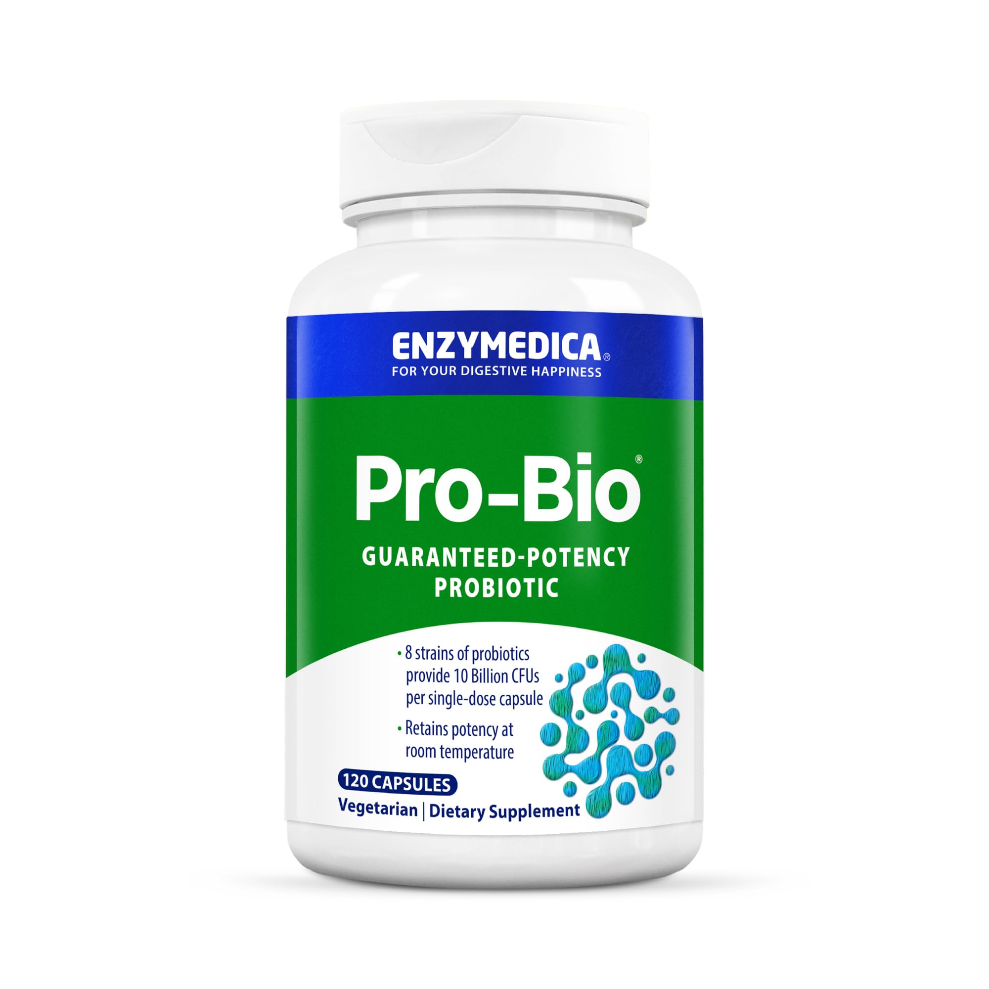 Enzymedica Pro-Bio bottle front shows 10B CFU potency for digestion support