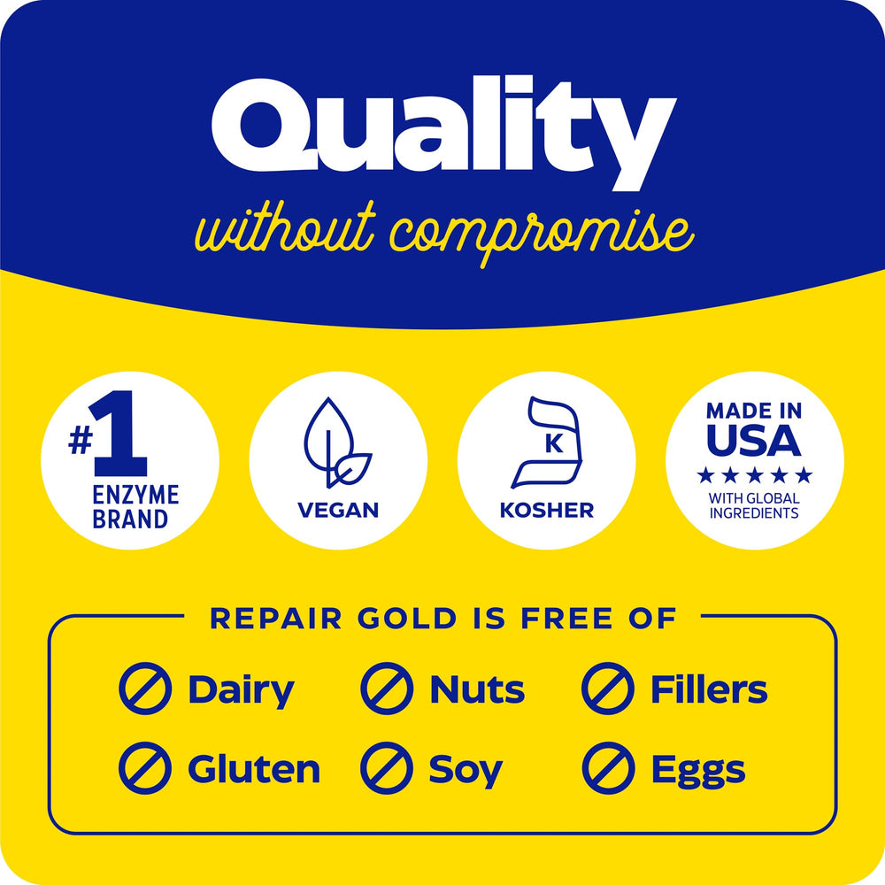 Enzymedica Repair Gold active lifestyle scene implying post-exertion support