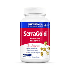 Enzymedica SerraGold bottle front for daily recovery support and immune health.