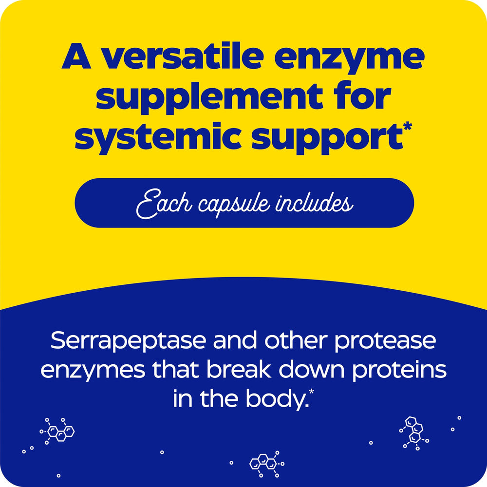 Enzymedica SerraGold daily-use scene depicting taking one capsule on an empty stomach.