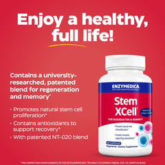 Stem XCell bottle back label with ingredients and purity details