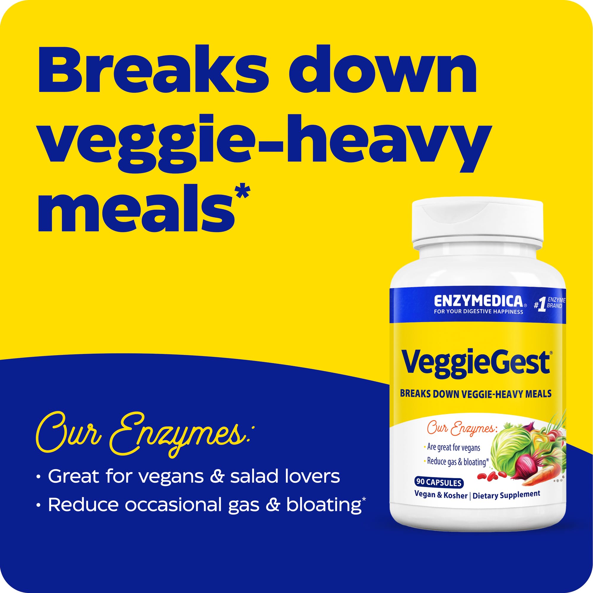 Enzymedica VeggieGest bottle pour shows convenient dosing for vegan meals.