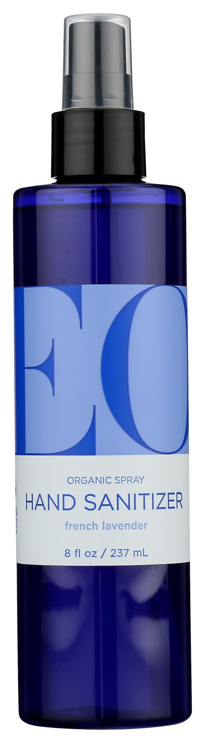 EO Organic French Lavender Hand Sanitizer Spray bottle, portable and quick-drying with a calming lavender scent.