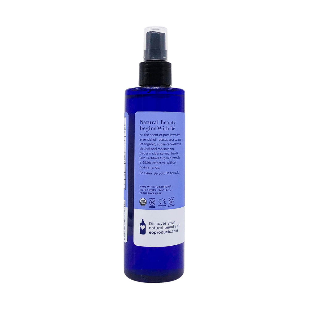 EO Organic French Lavender Hand Sanitizer Spray on hand—quick-drying mist for on-the-go freshness.
