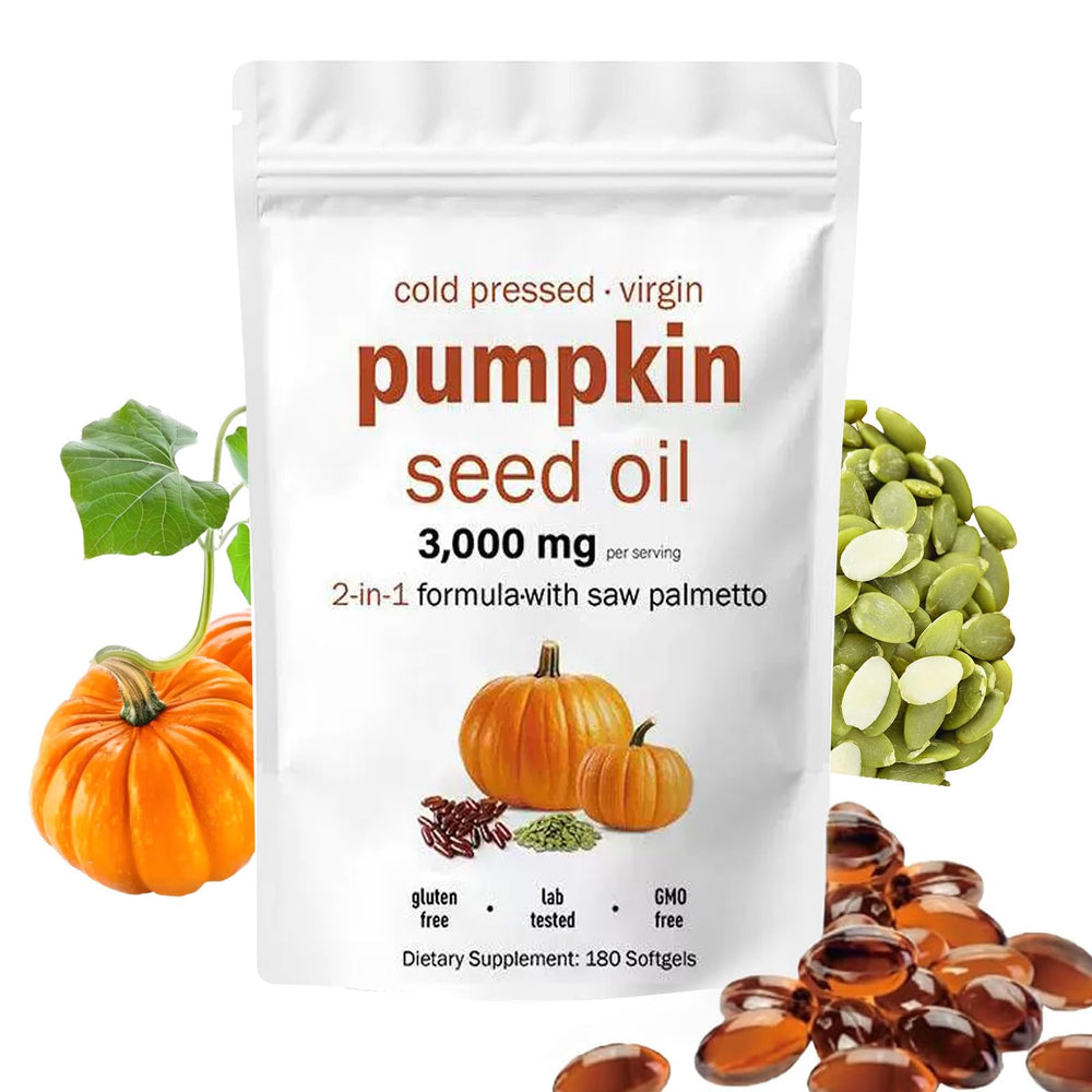 EOQIFJM pumpkin seed oil bottle shown, highlighting cold-pressed purity for daily wellness.