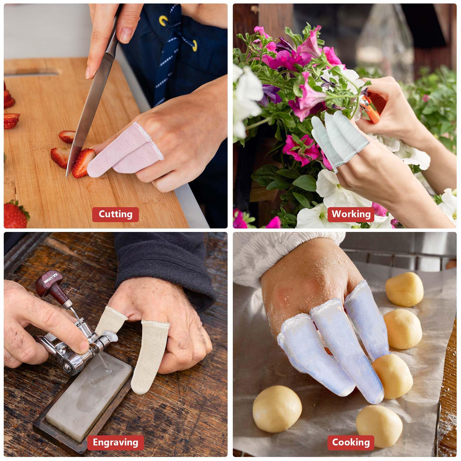 EORTA easy-roll-on random-color finger cots simplify wearing and removal.
