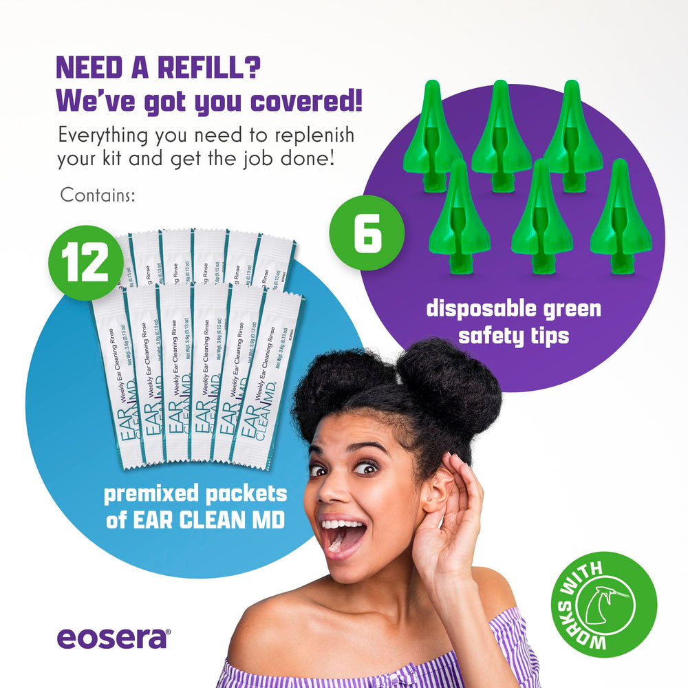 eosera Wax Blaster MD green safety tips protect comfortable ear flushing.