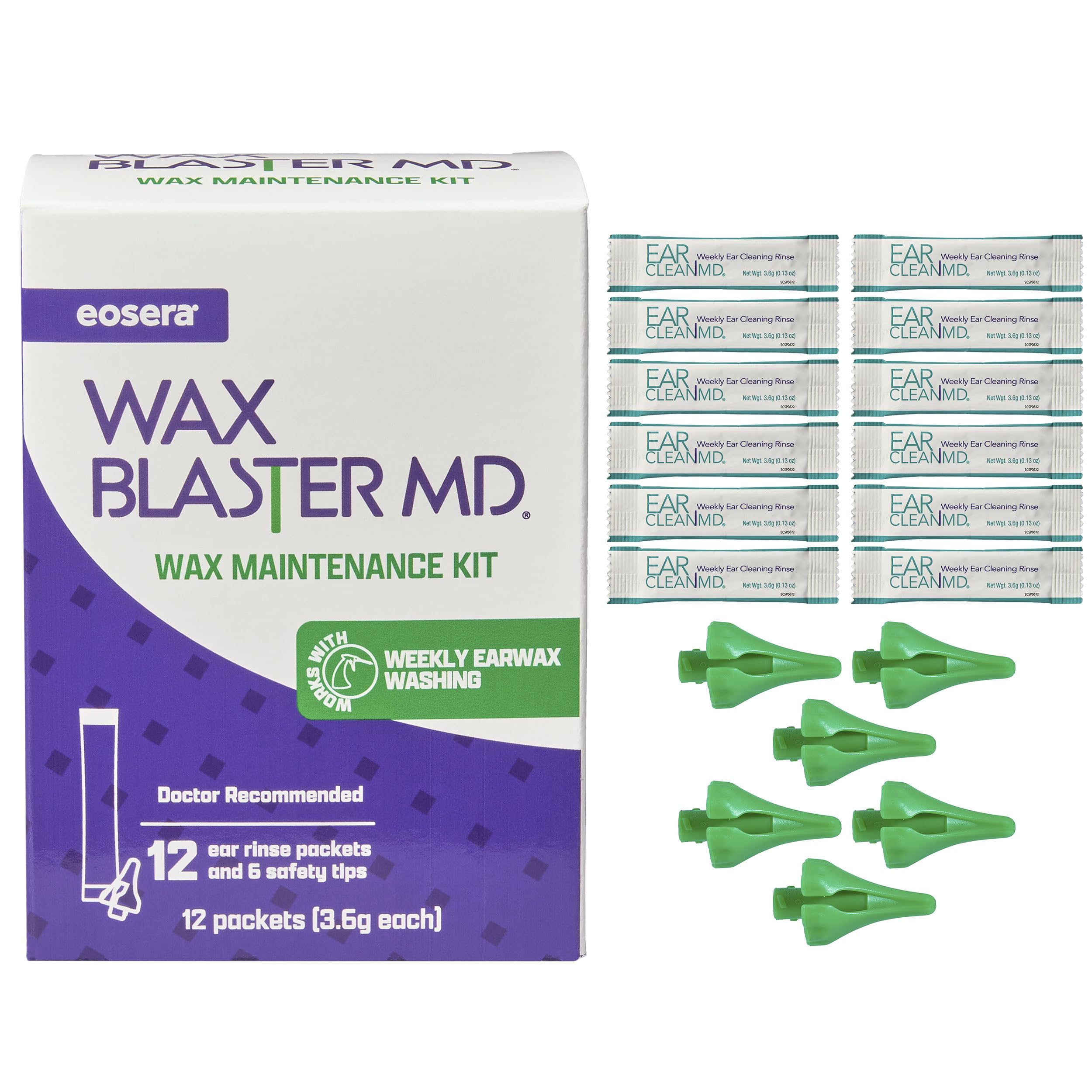 eosera Wax Blaster MD refill packets ready for gentle ear cleaning routine.