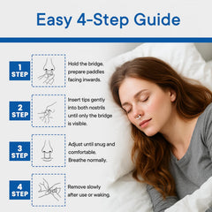 Eovvoe nasal opener in use on a nose to promote open airways.
