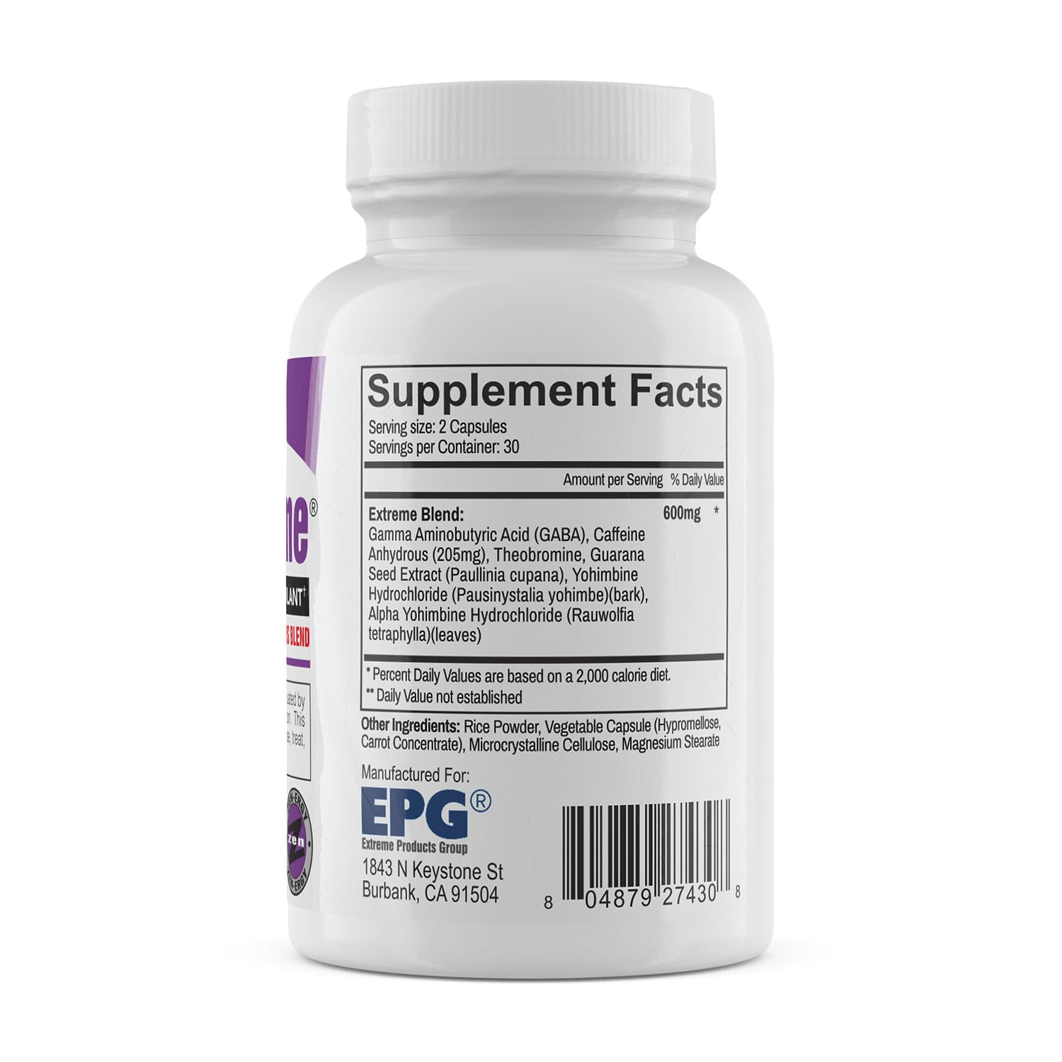 EPG Oxy Xtreme capsules close-up showing purple shells and compact size for energy.