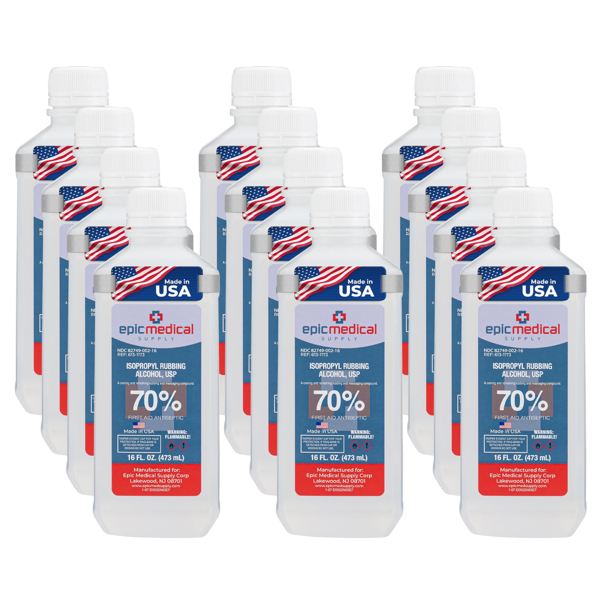 Epic Medical Supply 70 percent isopropyl alcohol bottle for quick antiseptic cleaning.
