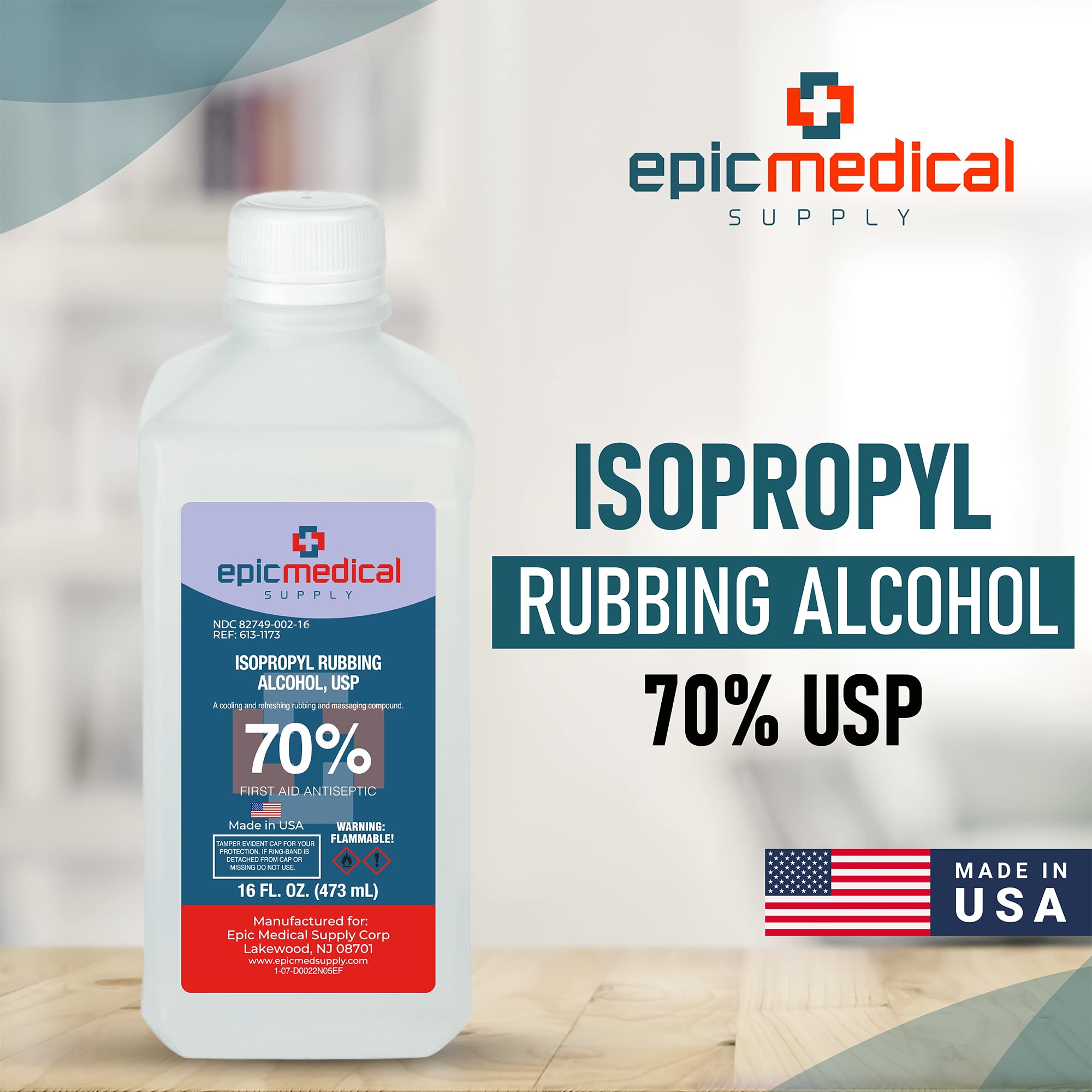 Epic Medical Supply first-aid antiseptic bottle ready for minor wound cleaning.
