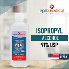 Epic Medical Supply 91% isopropyl alcohol bottle pour for precise surface cleaning