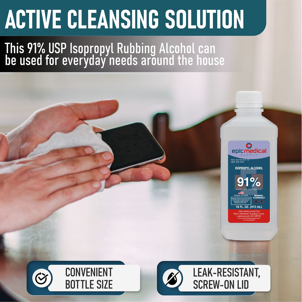 Epic Medical Supply isopropyl alcohol 91% liquid is clear and versatile