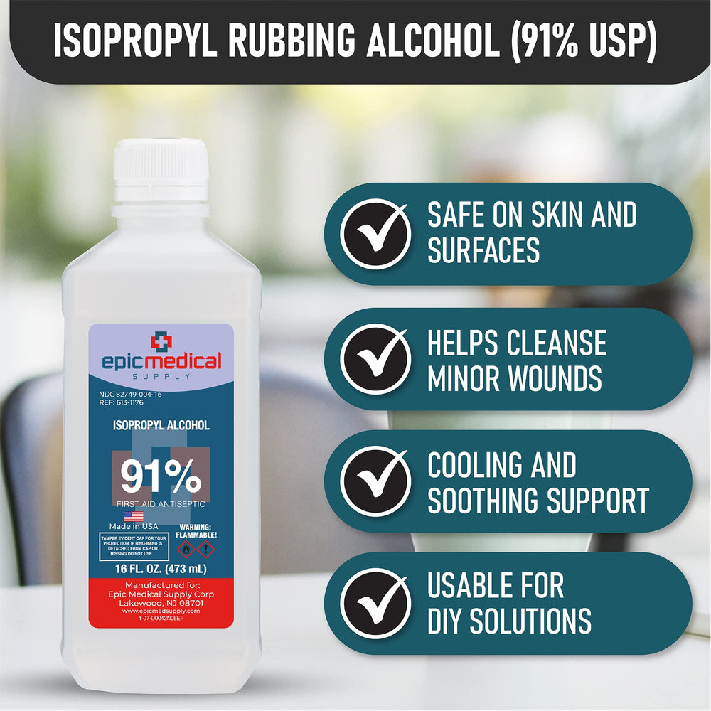 Epic Medical Supply isopropyl alcohol 91% ideal for cleaning medical tools