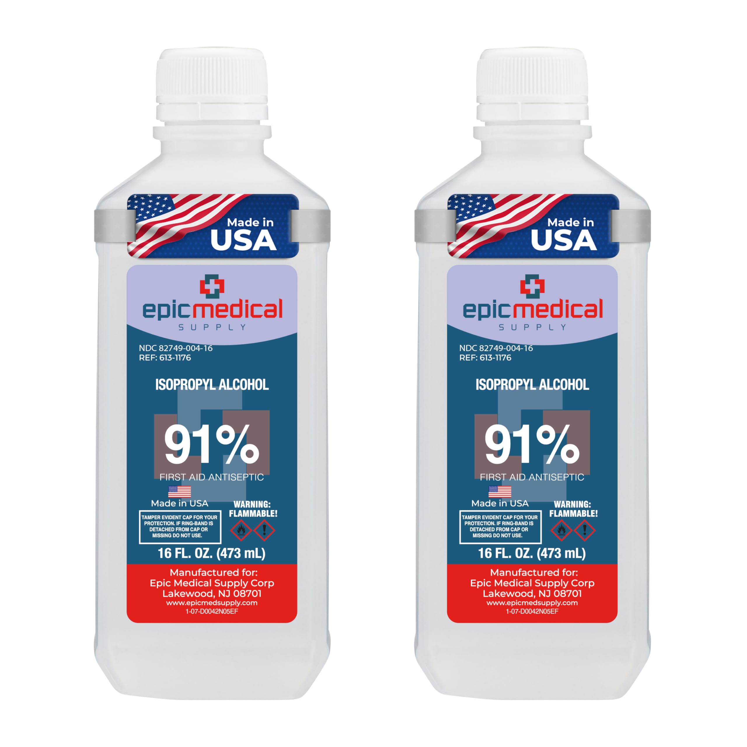 Epic Medical Supply isopropyl alcohol 91% bottle with open cap for quick antiseptic access