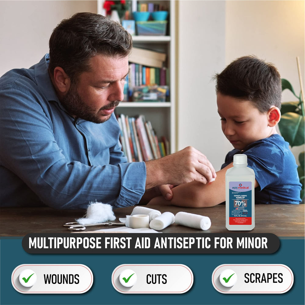Epic Medical Supply surface cleaning with isopropyl alcohol to reduce germs.